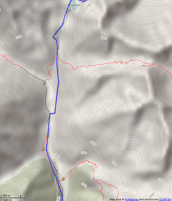 Online-Karte der Wanderstrecke der Etappe 12 auf der Alpenüberquerung auf dem L1: Schöne Aussicht Hütte - Schlanders Mitte Süd