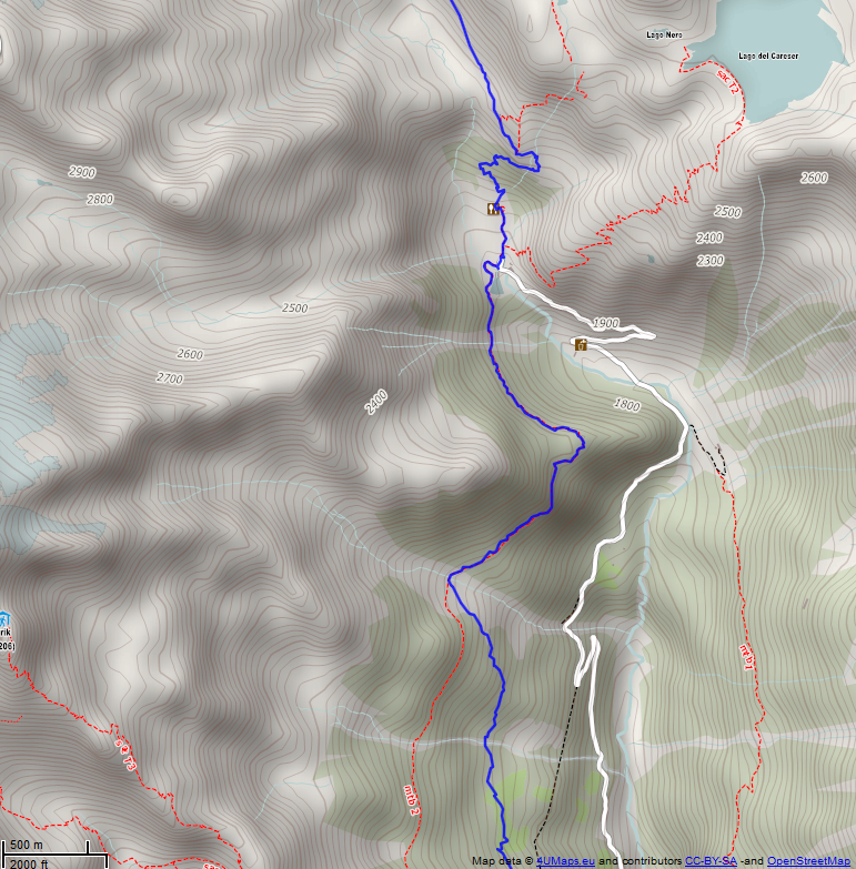 Online-Karte der Wanderstrecke der Etappe 15 auf der Alpenüberquerung auf dem L1: Marteller Hütte - Peio Süd