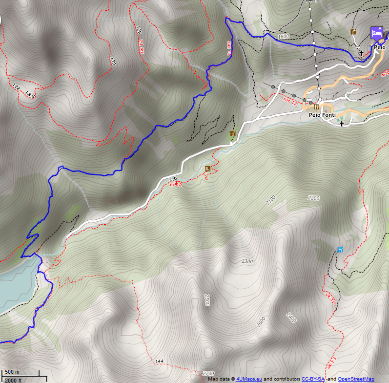 Online-Karte der Wanderstrecke der Etappe 16 auf der Alpenüberquerung auf dem L1: Peio - Rifugio Angiolino Bozzi al Montozzo - Nord