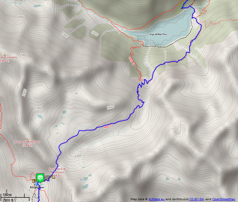Online-Karte der Wanderstrecke der Etappe 16 auf der Alpenüberquerung auf dem L1: Peio - Rifugio Angiolino Bozzi al Montozzo - Süd