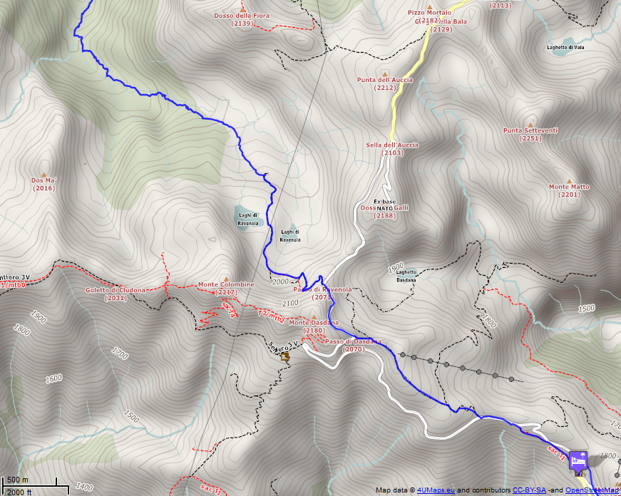 Online-Karte der Wanderstrecke der Etappe 23 auf der Alpenüberquerung auf dem L1: Rifugio Tita Secchi - Hotel Locanda Bonardi - Süd