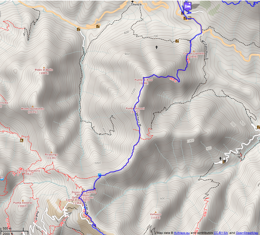 Online-Karte der Wanderstrecke der Etappe 26 auf der Alpenüberquerung auf dem L1: Lodrino - Santuario del Monte Conche - Nord