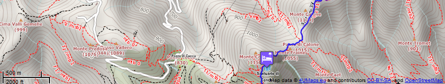 Online-Karte der Wanderstrecke der Etappe 26 auf der Alpenüberquerung auf dem L1: Lodrino - Santuario del Monte Conche - Süd